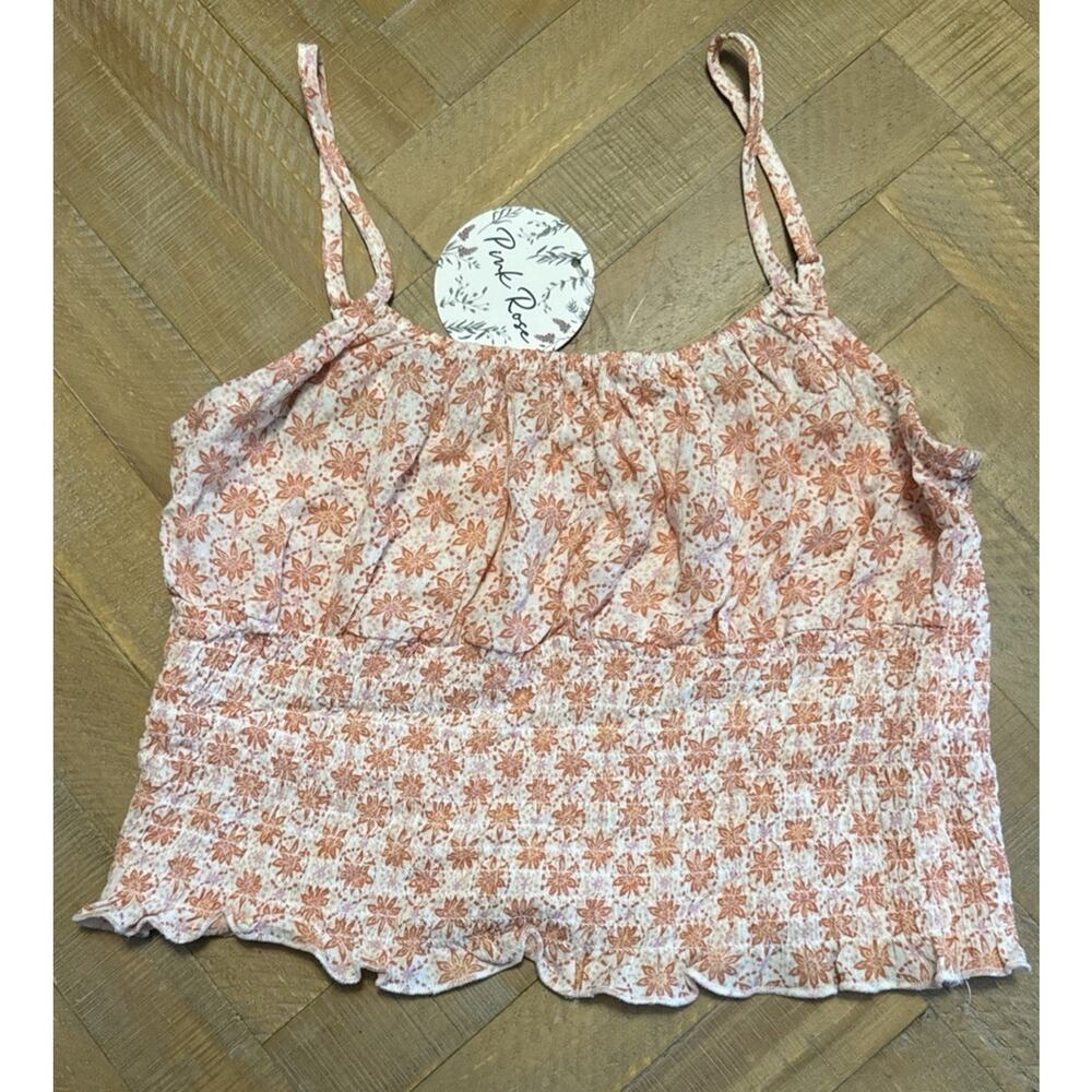Pink Rose Crop Top - Blush Pink Sz Small Boho Festival Cottage Core Coral Floral